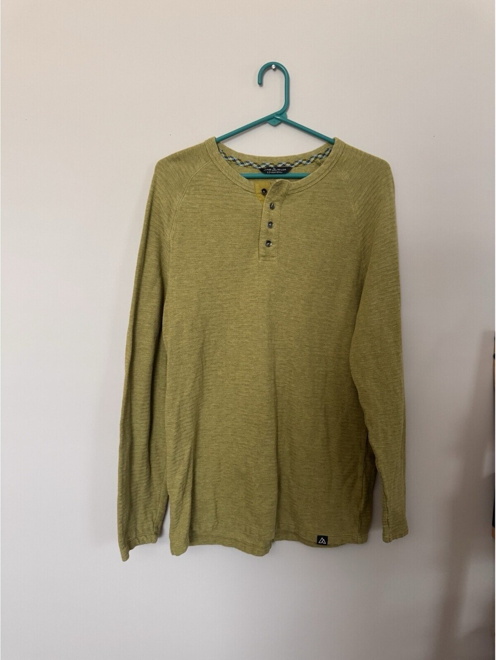 Alpine Design Henley Shirt Mens Large Long Sleeve Round Neck Cotton Casual Green